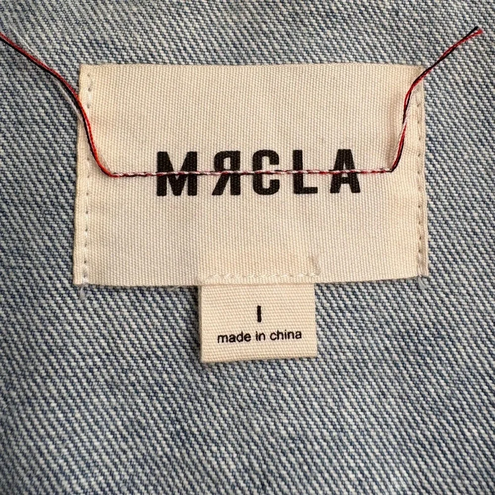 MRCLA Denim Jacket Size L Blue Distressed Zipper Sleeve Trucker Mr. Completely